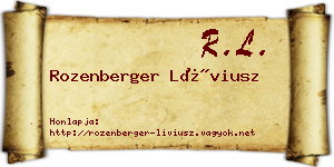 Rozenberger Líviusz névjegykártya